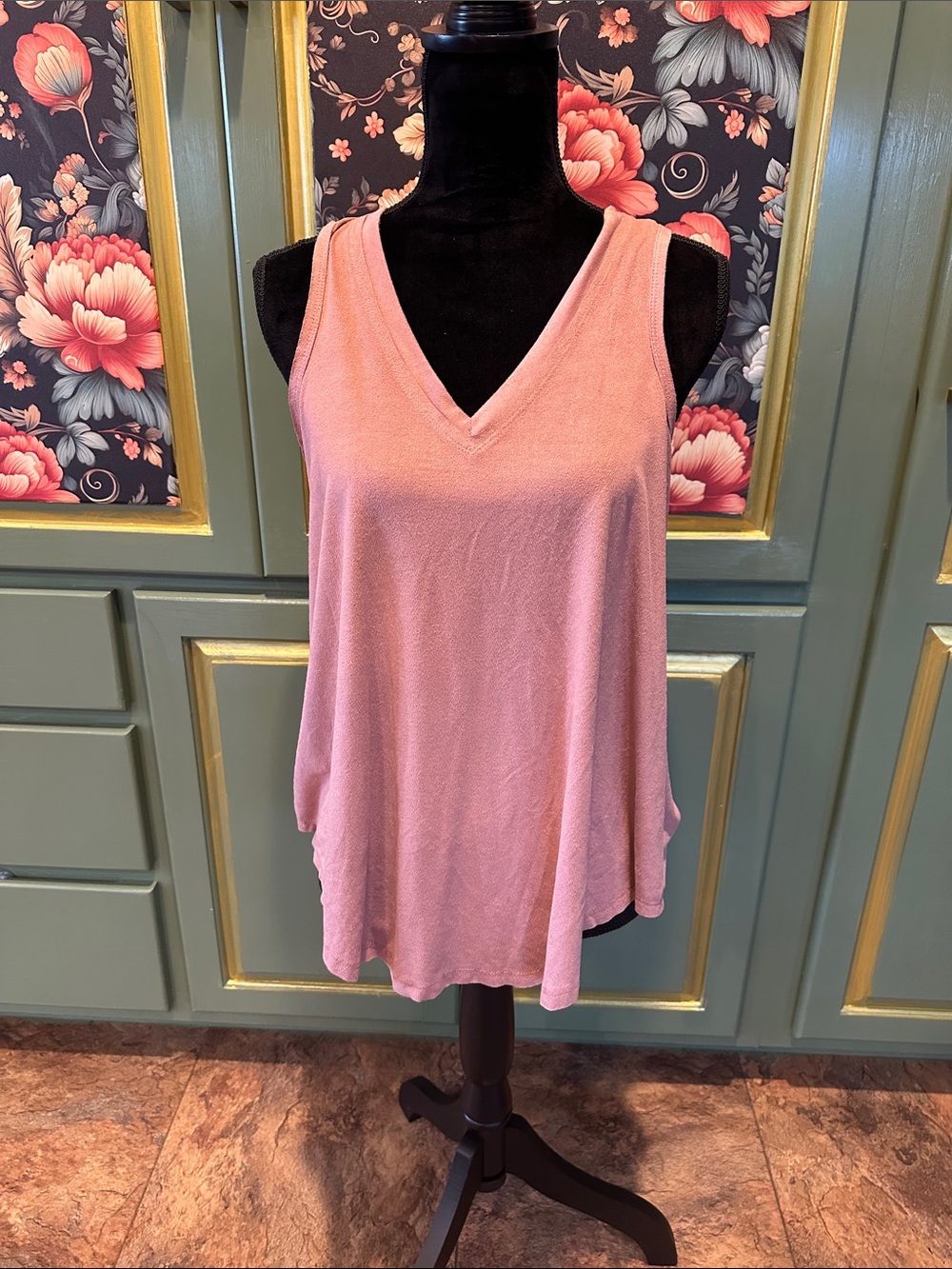 Z Supply Dusty Rose V-Neck suede feel Tank Top